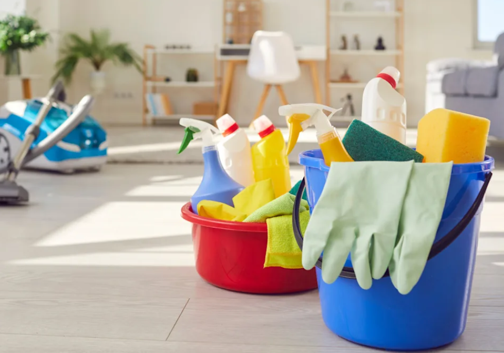 Professional house cleaning supplies and disinfecting products for residential cleaning